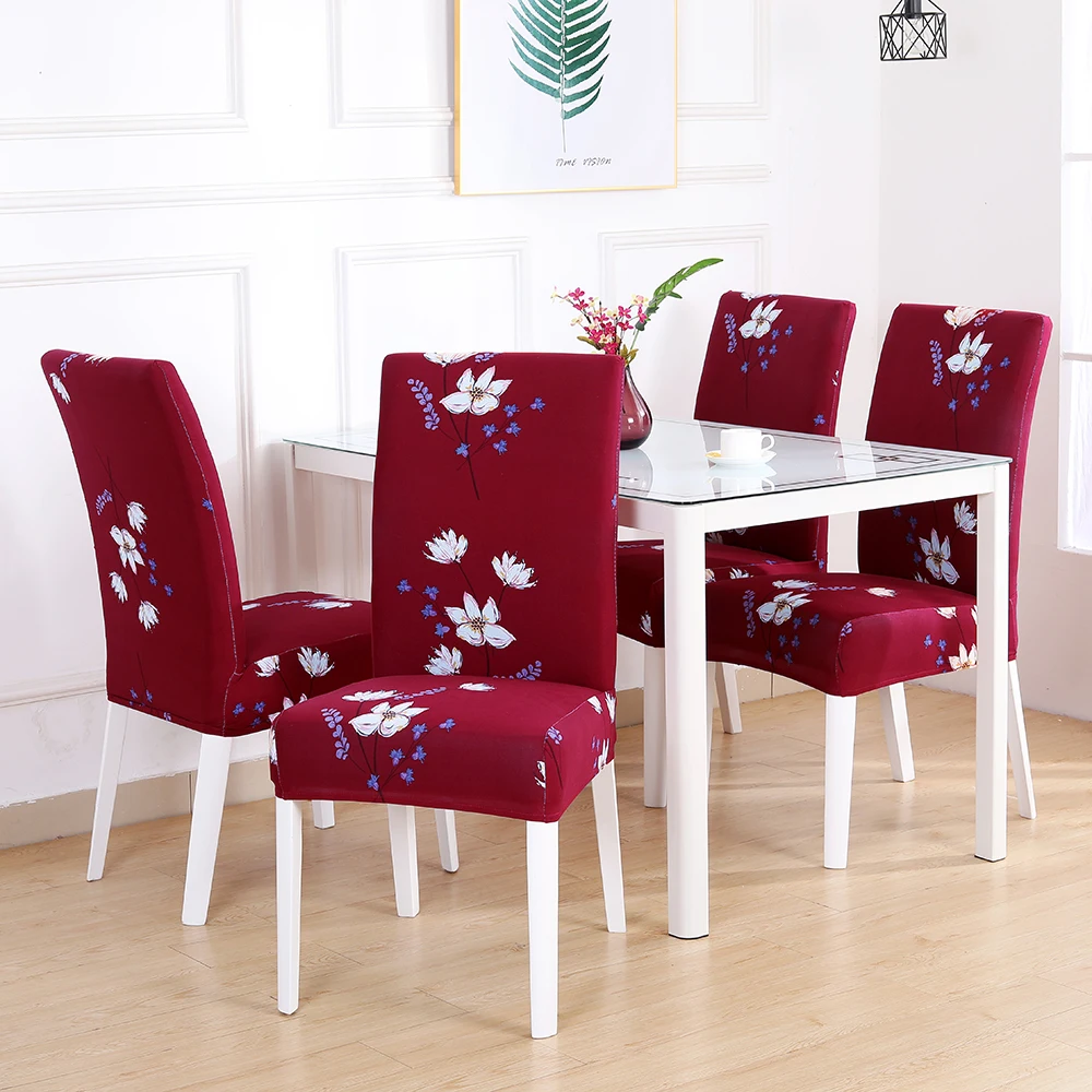 

1Pcs Spandex Printed Chair Cover Floral Print Stretch Home Dining Chair Slipcover Seat Protector for Wedding Hotel Banquet