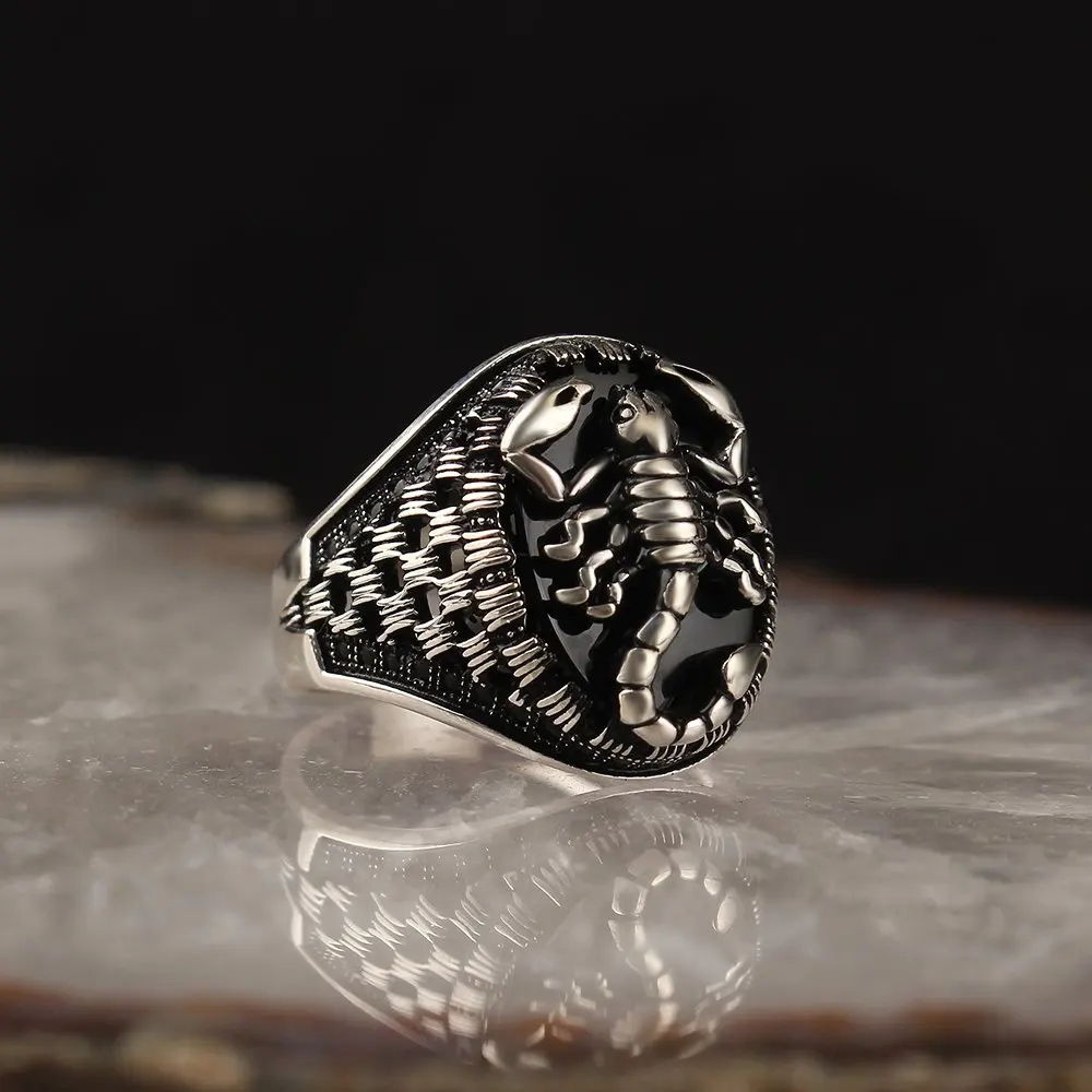 

Natural Onyx Scorpion 925 sterling silver Men's Ring