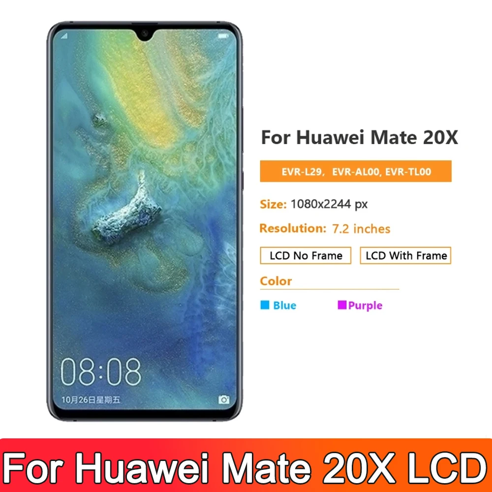 Для HUAWEI 7 2 ''Mate 20X для Mate 20 X EVR-L29 AL00 TL00 ЖК-дисплей сменный преобразователь