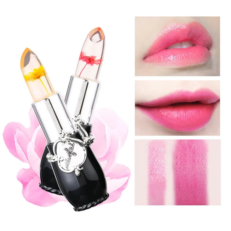 

MINFEI Transparent Jelly Lip Balm Lipstick With Flower Lasting Waterproof Color Change Temperature Lip Makeup Moisturizing