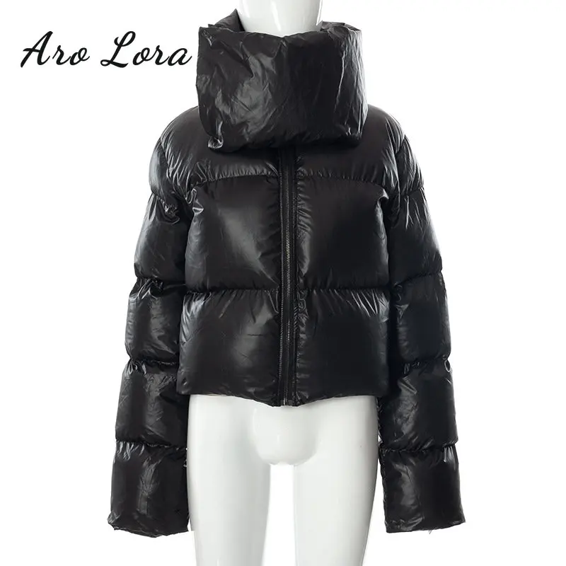 Winter Oversized Scarf Collar Parkas Women 2022 Warm Black Bubble Coats Zipper Puffer Short Jackets Casual Outwear Streetwear