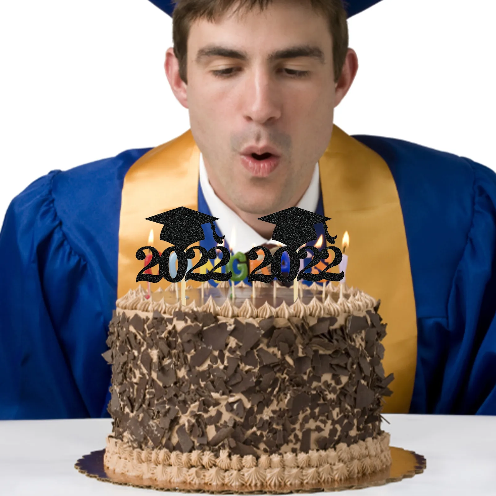 

2022 Graduation Hat Graduation Card Decoration Party Decoration 100PC Flag Cake Props