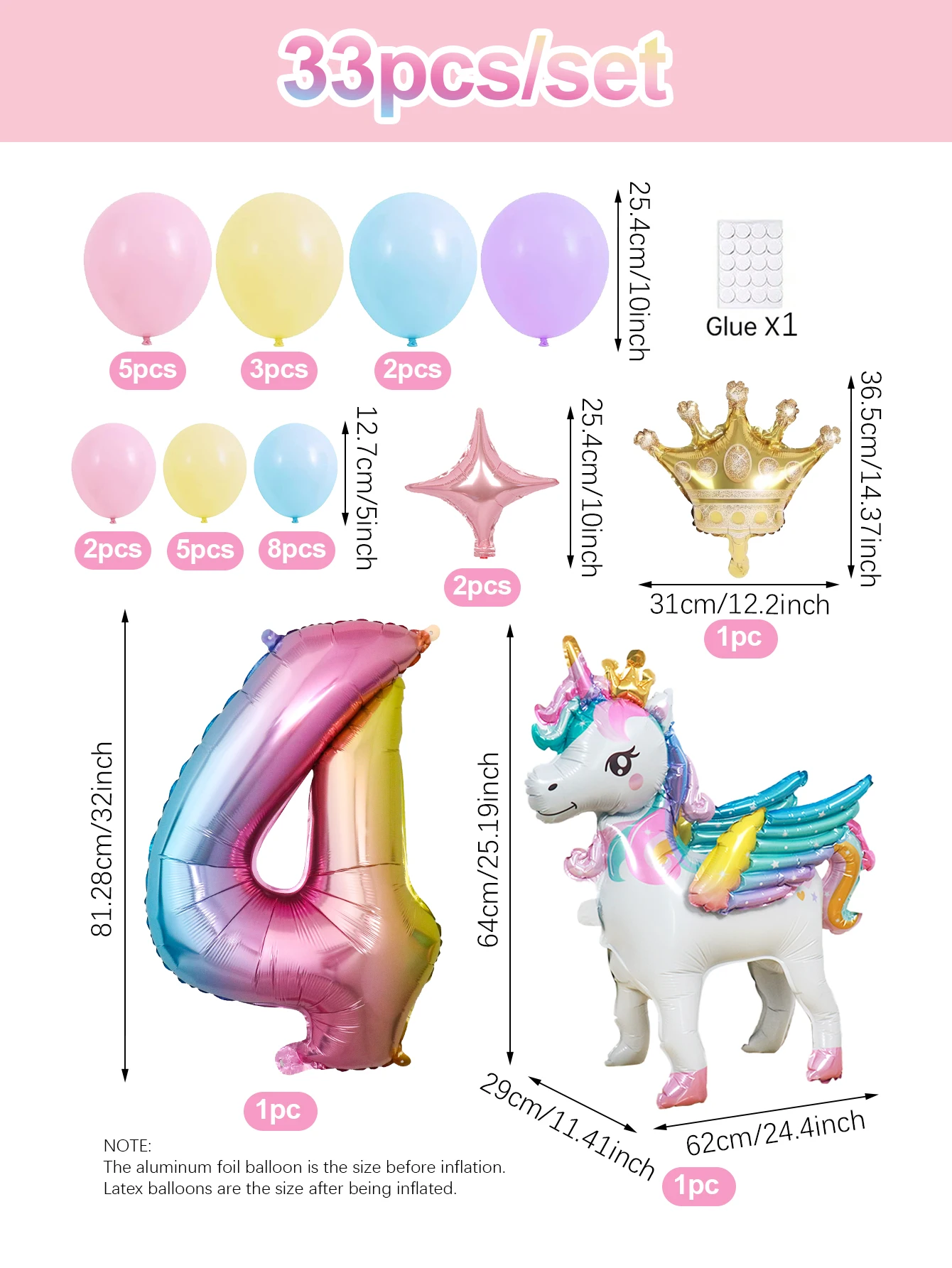 

Радужные воздушные шары с единорогом, набор 1/33 i BALON