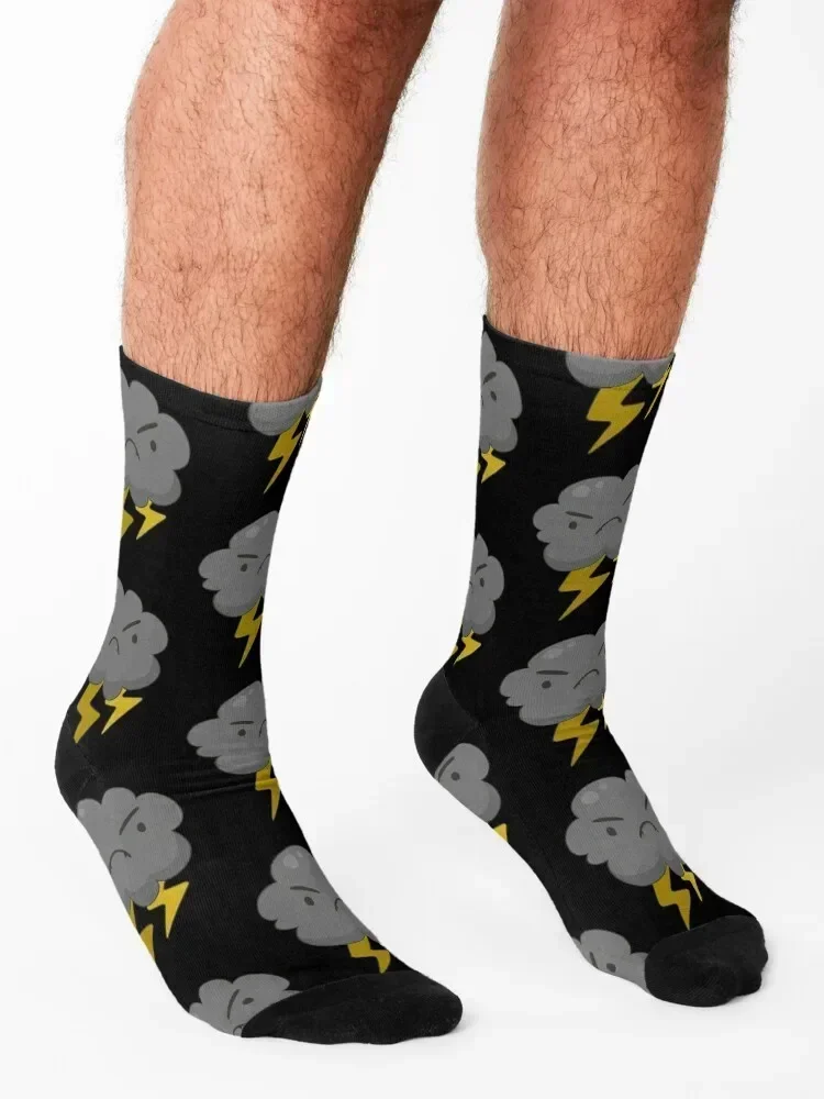 Angry Cloud With Lightning Thunderstorm Weather Socks роскошные женские носки для бега мужские