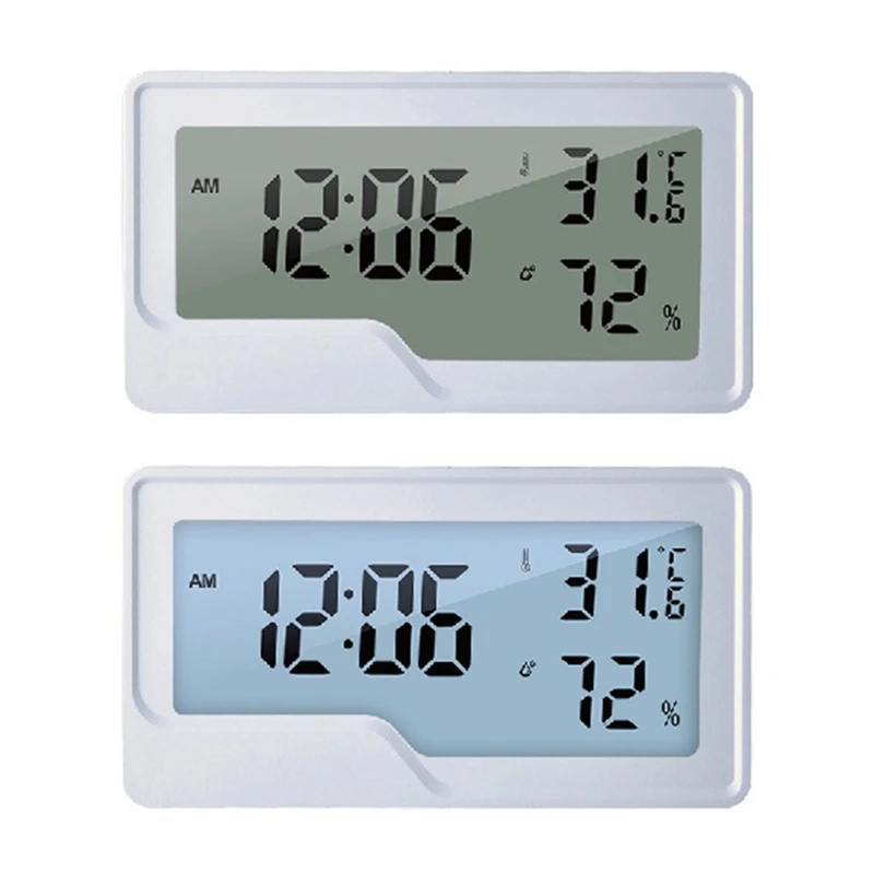 

Digital Thermo-Hygrometer Indoor Room Thermometer Hygrometer LCD-Screen Desktop Thermometer with Clock for Household