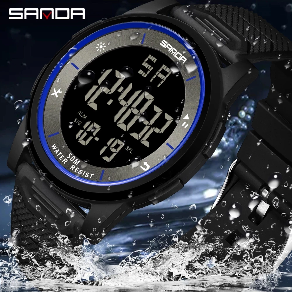 

SANDA 2023 New Men's Watches 10mm Super Slim Electronic LED Digital Watches for Male Clock Wristwatch Relogio Masculino 6107