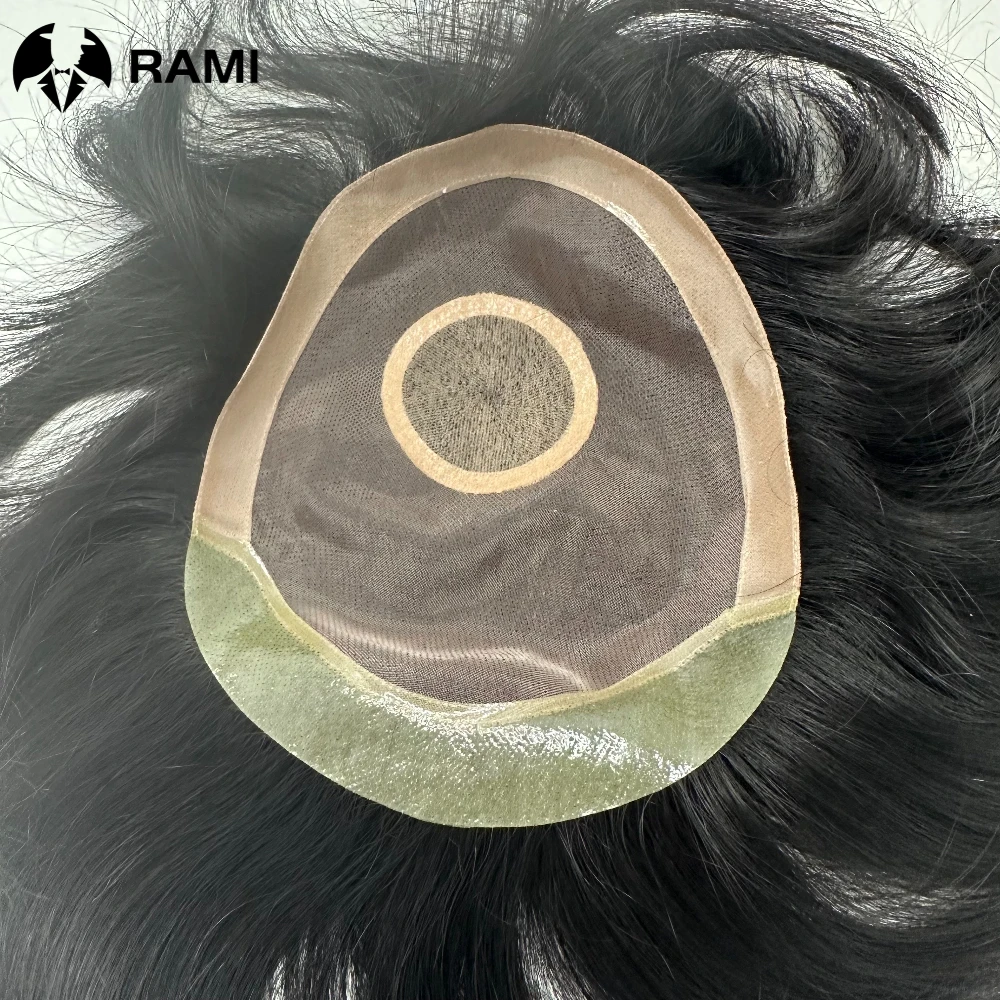 Натуральный мужской парик Прочные парики для мужчин Тонкий моно-топ с шелковой