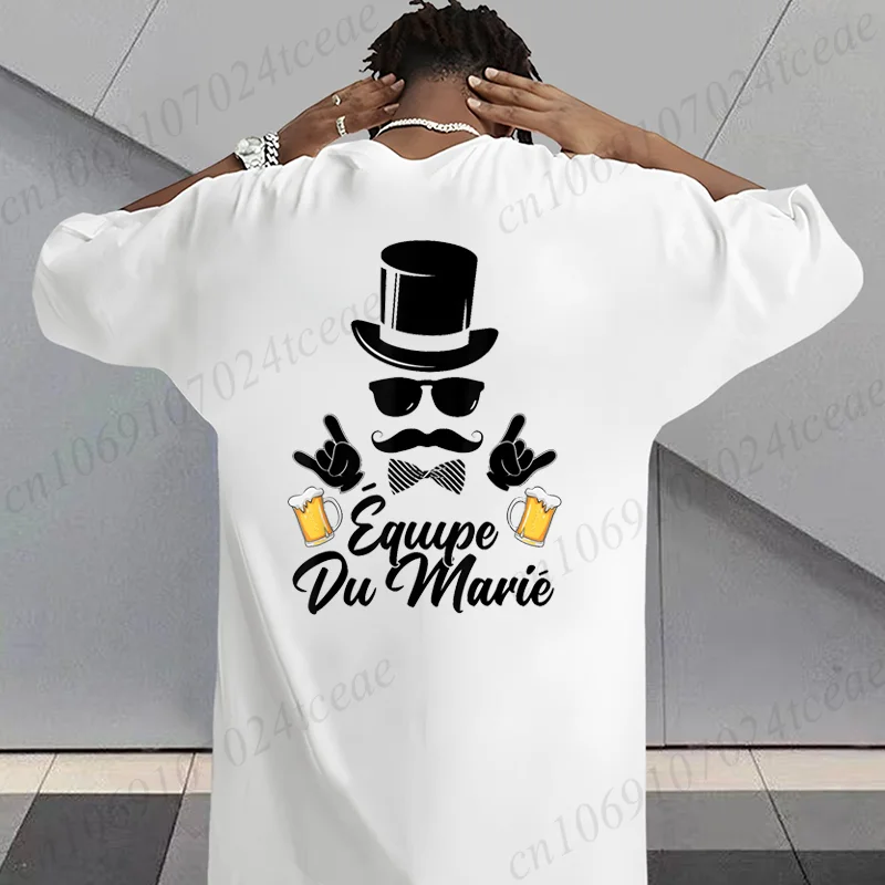 Фото Модная мужская футболка Funny Groom Homme Enterrement De Vie De Garçon EVG Futur Marié Humour Drôle T-Shirt Men Top Casual Shirts №1