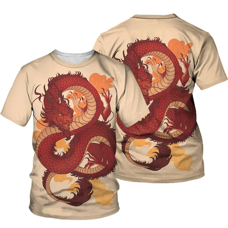 

Summer Men Dragon 3D Print Pattern T-Shirt Male Casual Sport Cool Short Sleeved T Shirt Fashion Hip-Hop Harajuku Tops Clothing