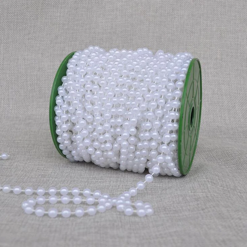 

25 m oll 6 mm Width ABS Plastic Pearl Garland Spool Rope Bead Chains Beadeds DIY Jewelry Accessories For Clothes Bag Decoration