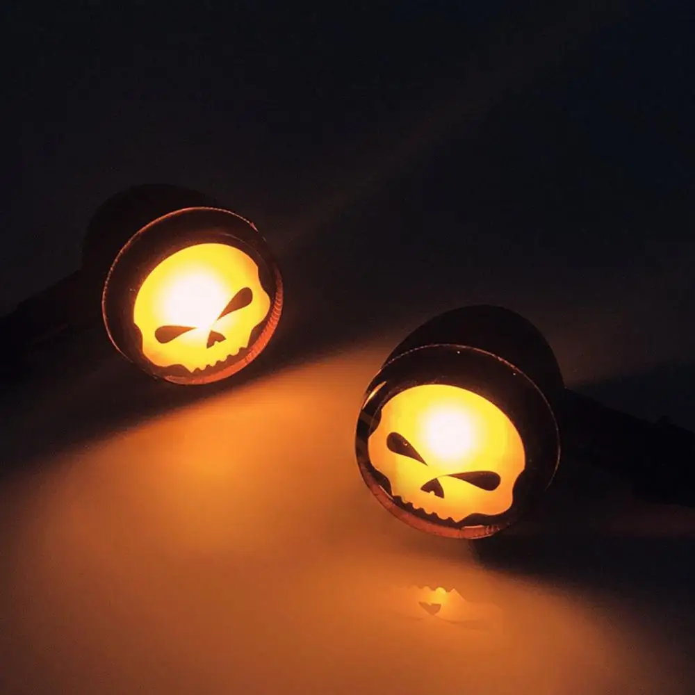 

2Pcs Turn Signal Motorcycle Skull Design Turn Signals Lights Indicators Blinkers Flashers