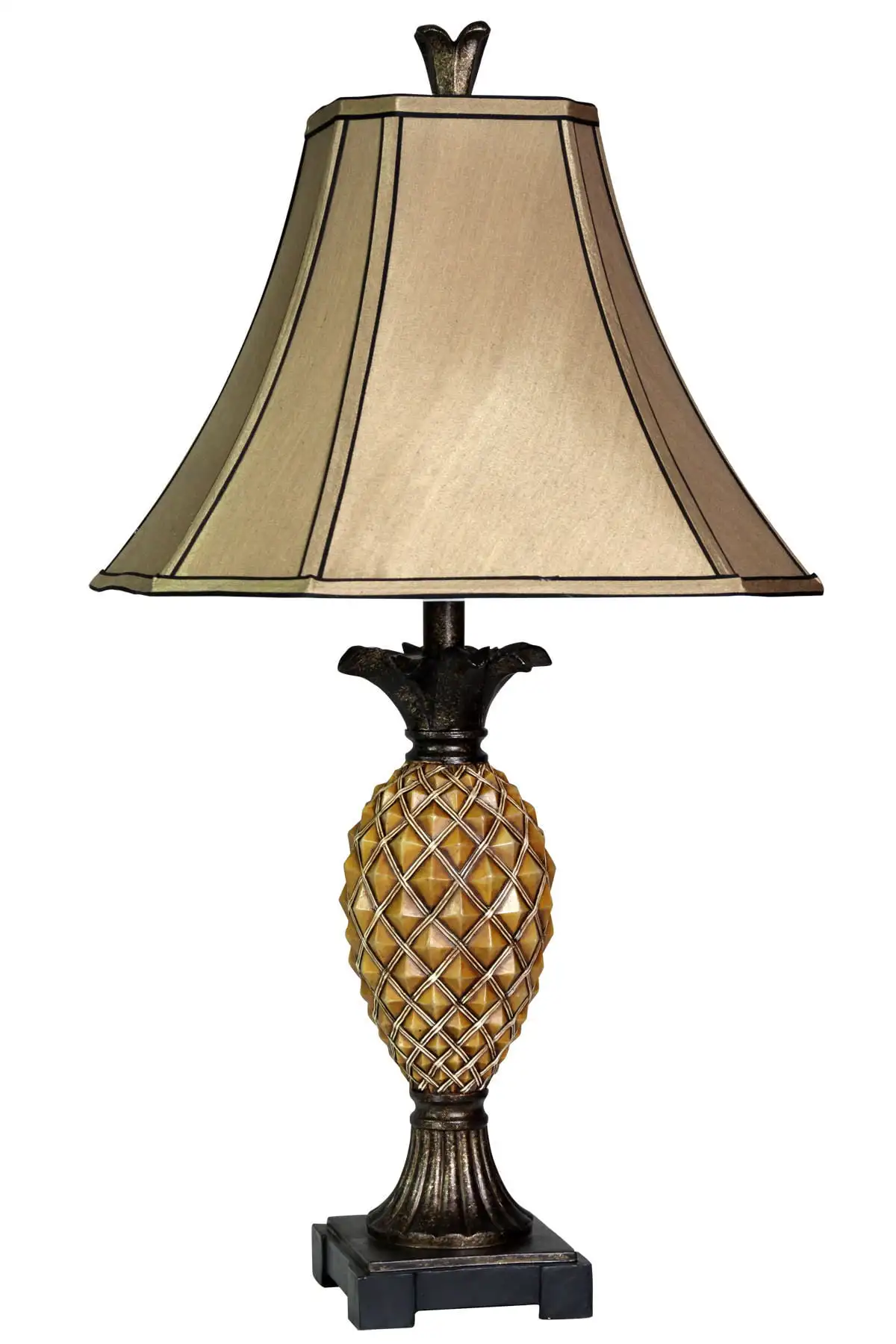 

Pineapple Textured Table Lamp - Brown Finish - Beige Fabric Shade