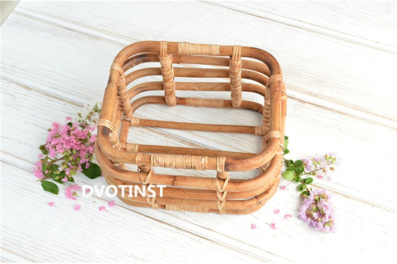 Реквизит для фотосъемки новорожденных Dvotinst ретро плетеная корзина из ротанга