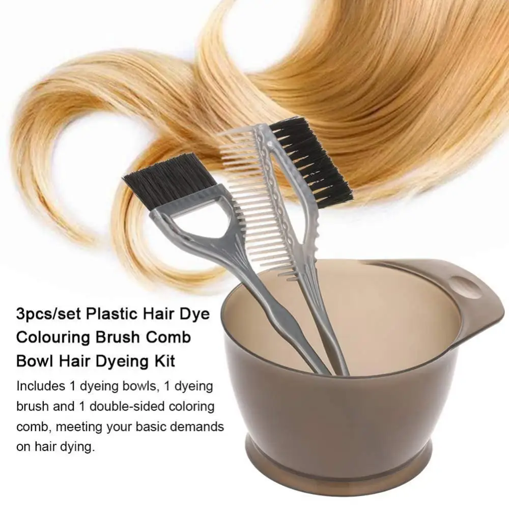 

Comb Hot 3Pcs Hair Dye Colouring Brush Color Mixing Bowl Hairdressing Styling Kit