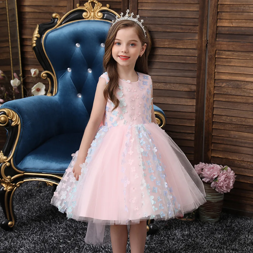 

Summer Lace Princess Embroidered Baby Girl Princess Flower Wedding Party Dress Kids Elegant Vestidos For Teens 2-12 Years Old