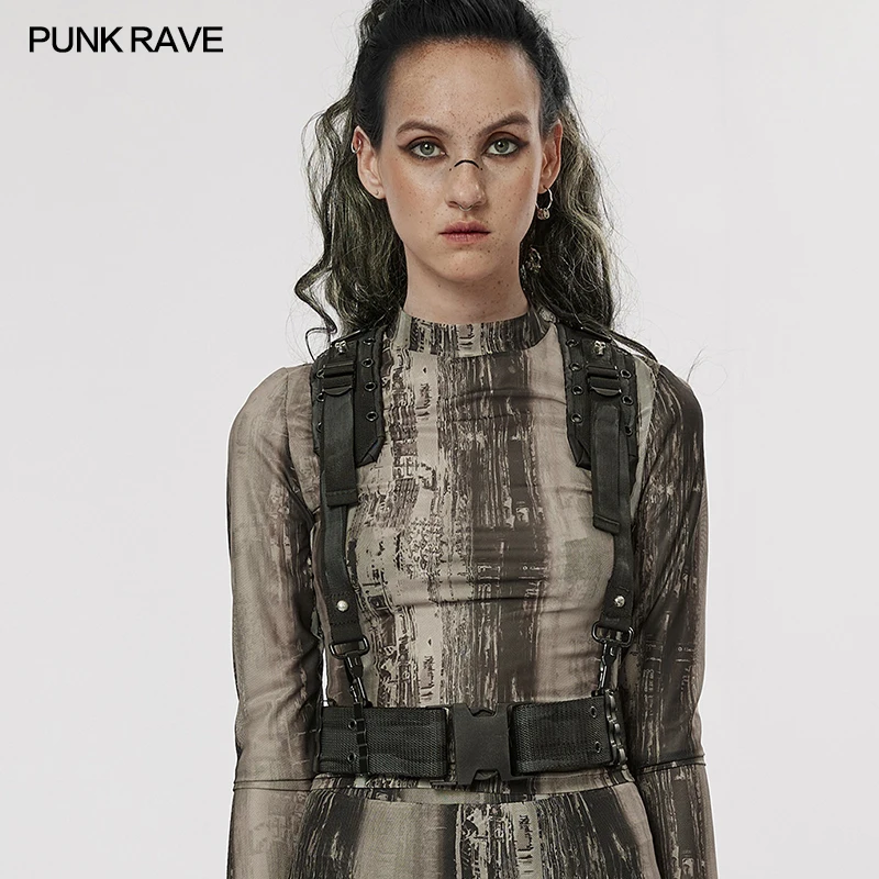 PUNK RAVE Women Corset Belt Handsome Uniform Style Strap Punk Heavy Metal Personality Sexy Party Accessories