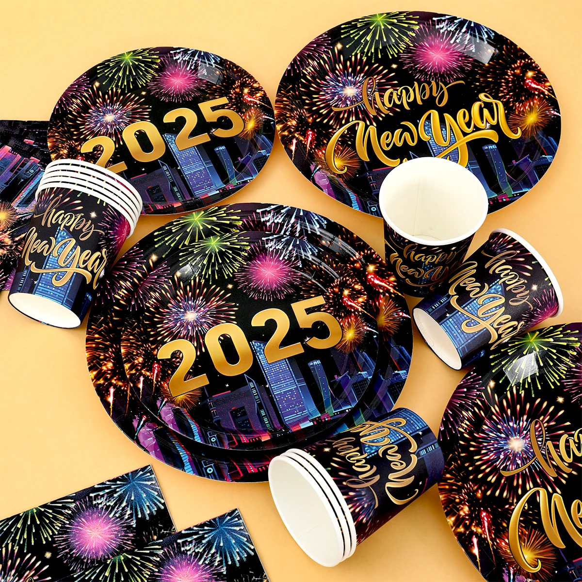 Новогодние фейерверки наборы бумажных тарелок рождественские украшения для