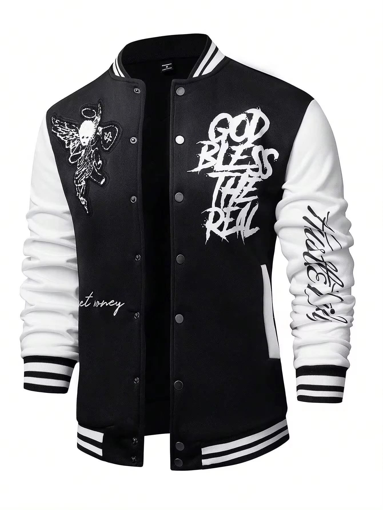 Куртка-бомбер мужская повседневная с длинным рукавом и принтом