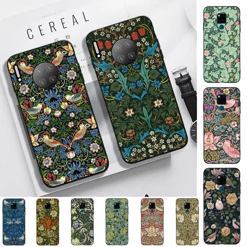 

William Morris Strawberry Thief Design Phone Case for Huawei Mate 20 10 9 40 30 lite pro X Nova 2 3i 7se