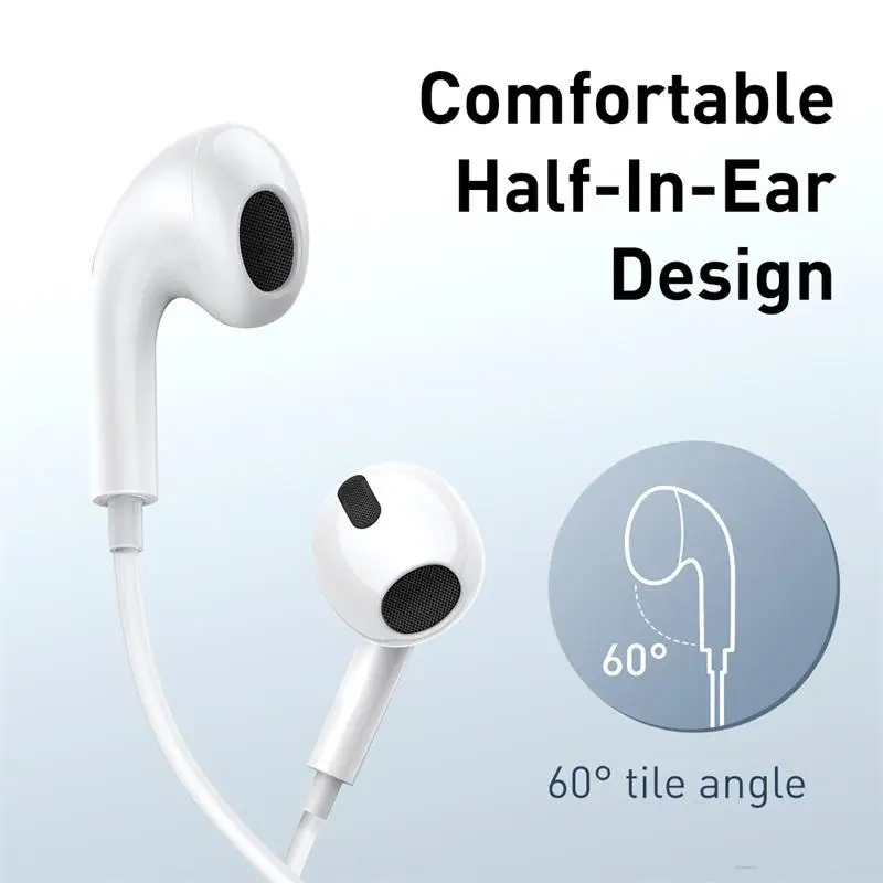 

Baseus H17 Encok 3.5mm Interface Side-In-Ear Wire-Controlled Headsets TPE Line + Side-In-Ear Ear Shell Wire headphones
