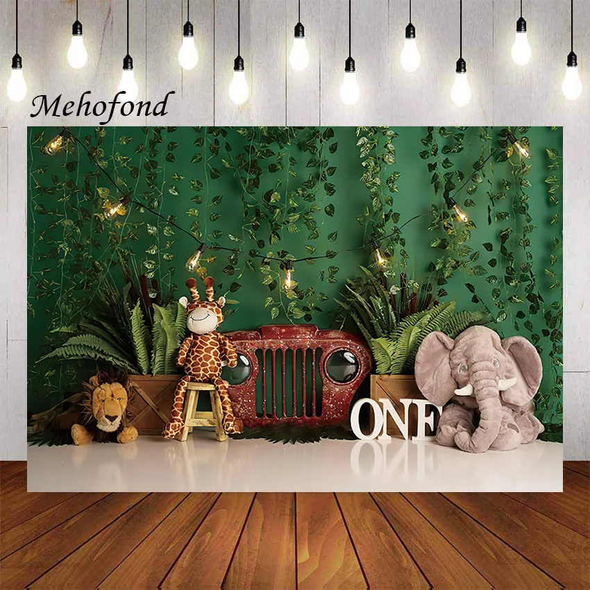 

Mehofond Photography Background Jungle Animals Tropical Wild One Boy 1st Birthday Party Cake Smash Decor Photo Backdrop Studio