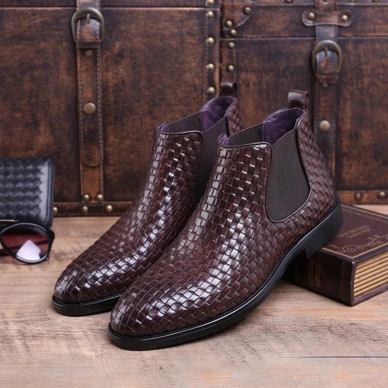 

Мужские ботинки челси Oraqwlj, модные плетеные кожаные ботинки, формальные классические туфли без шнуровки, деловая обувь, размеры 47 48