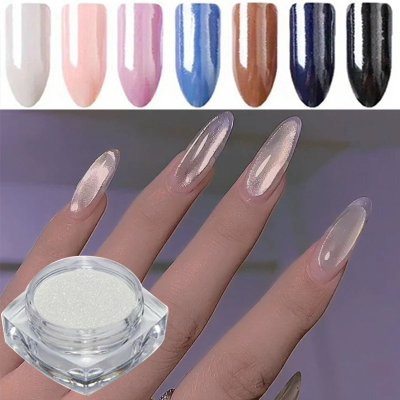 

1 Box Mirror Aurora Pigment Manicure Pearl Nail Glitter Powder White Crystal DIY Nail Art Chrome Nail Powder Nails Accessories