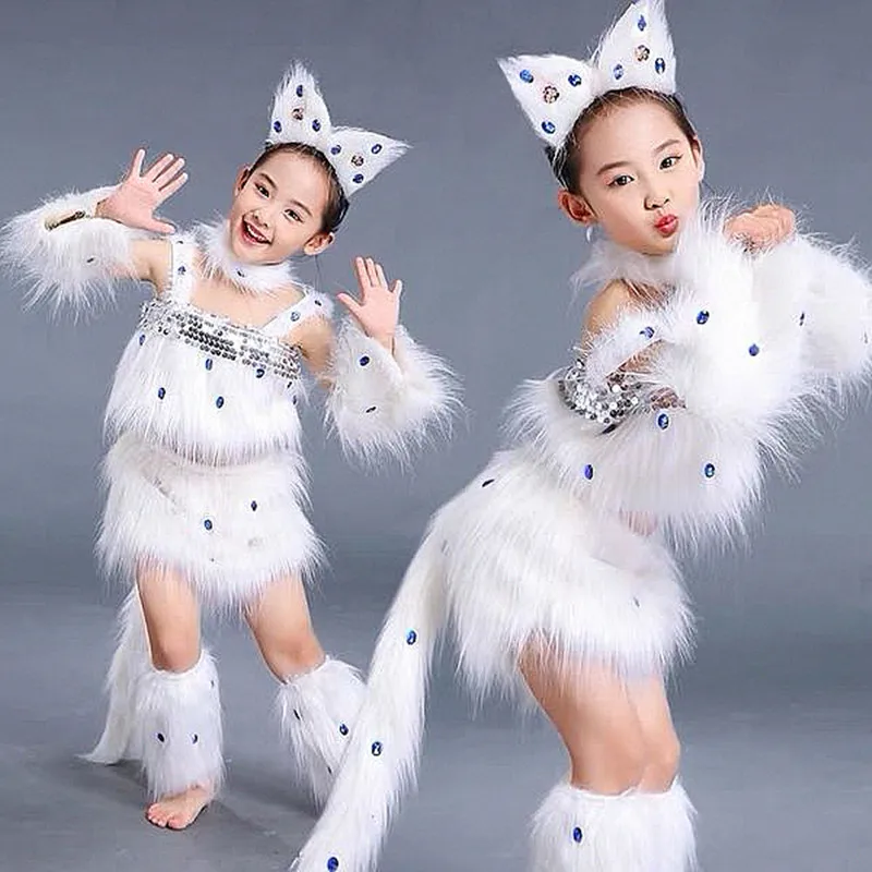 

White Cat Cosplay Sexy Cat Girl Cosplay Costumes Fox Girl Cosplay Animal Dance Costumes For Children Halloween For Girls Gifts