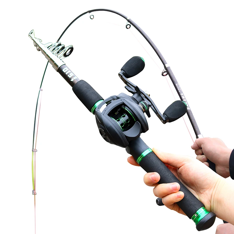 

PROXPE Fishing Telescopic Lure Rod Combo Carp Spinning Casting Reel Set Mini Travel Feeder 1.5M 1.8M 2.1M 2.4M Durable Pole