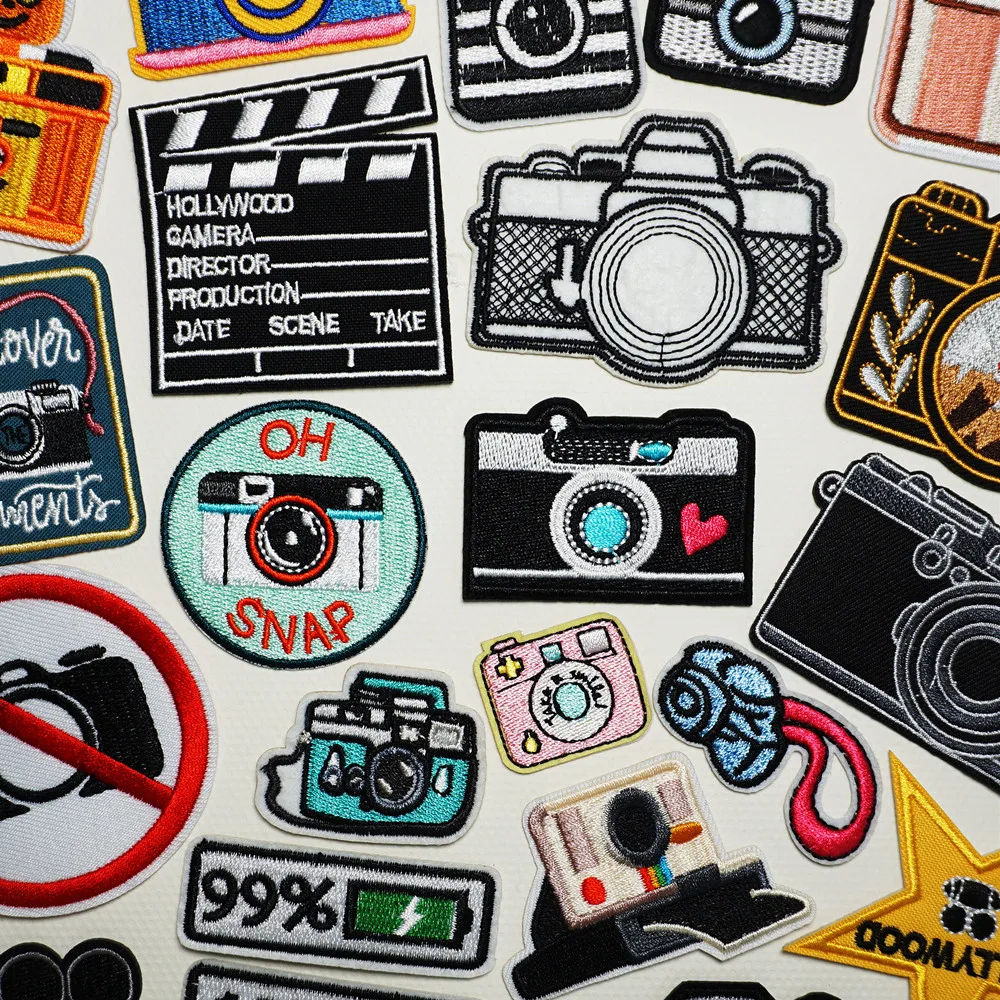 1 шт. Мультяшные нашивки с камерой для детской одежды аппликации помощью утюга