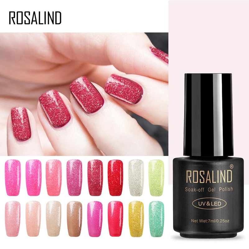 

ROSALIND Gel Nail Polish PINK Semi Permanent Hybrid Nail Art Base Top Coat UV LED Soak Off Gel Nail Polish Varnish Bright Color