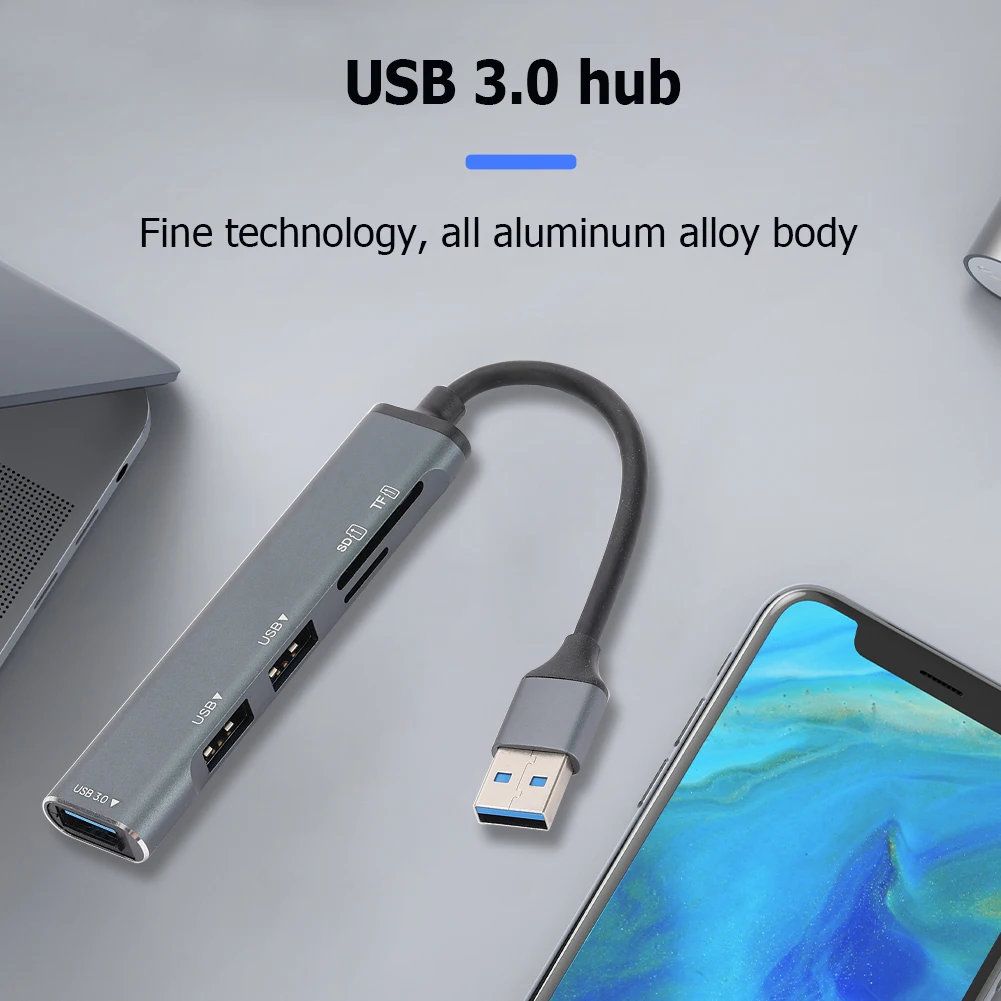 

USB-разветвитель с кардридером для SD/TF-карт, 5 Гбит/с