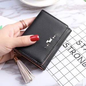 Cute Ladies Wallet Leather Card Holder Mini Tassel Small Wallet Coin Purse Girls Card Holder Short M
