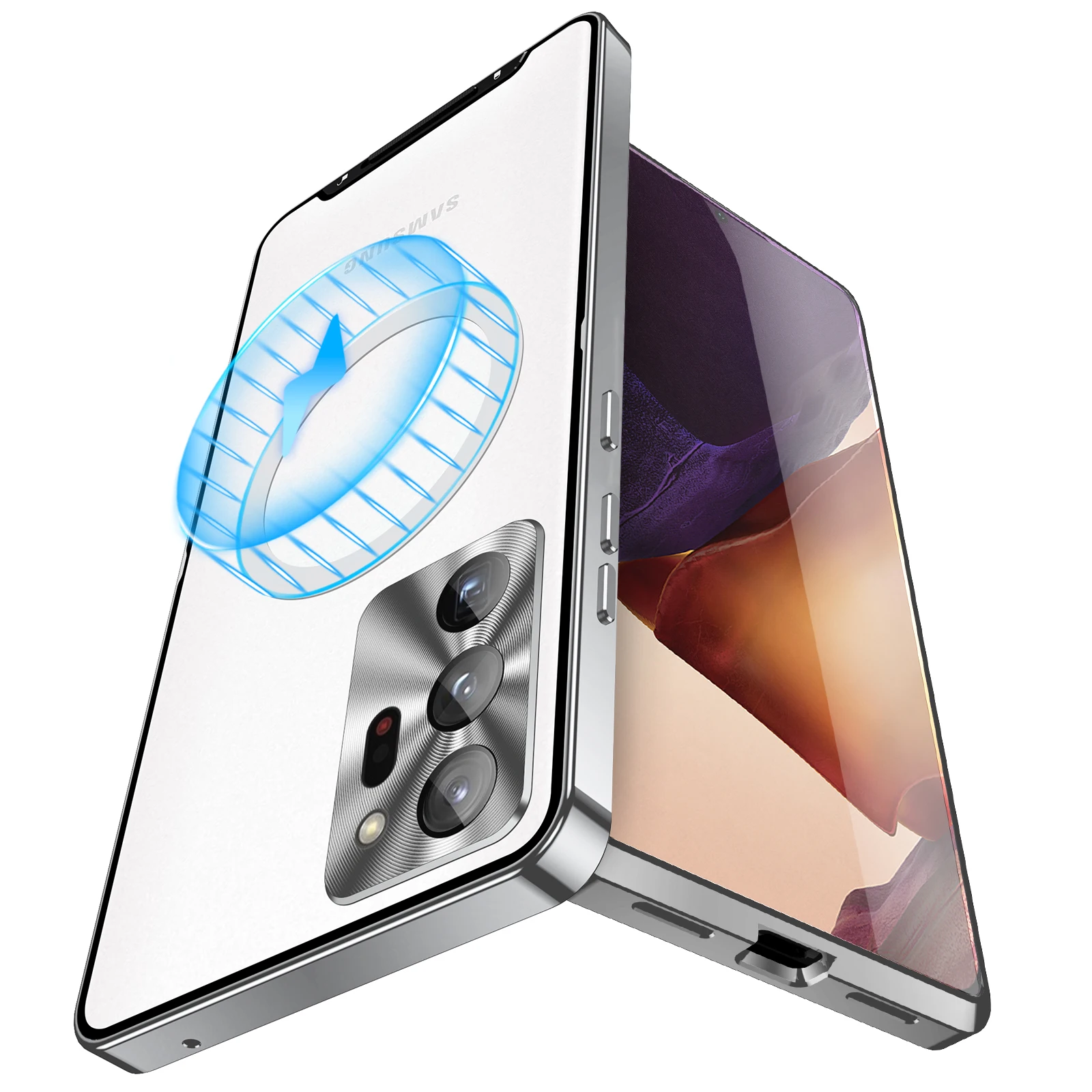 For Magsafe Magnetic Case for Samsung Galaxy S22 Ultra S21 Plus Aluminum Alloy Frame Translucent Frosted Magnet Core Back Cover