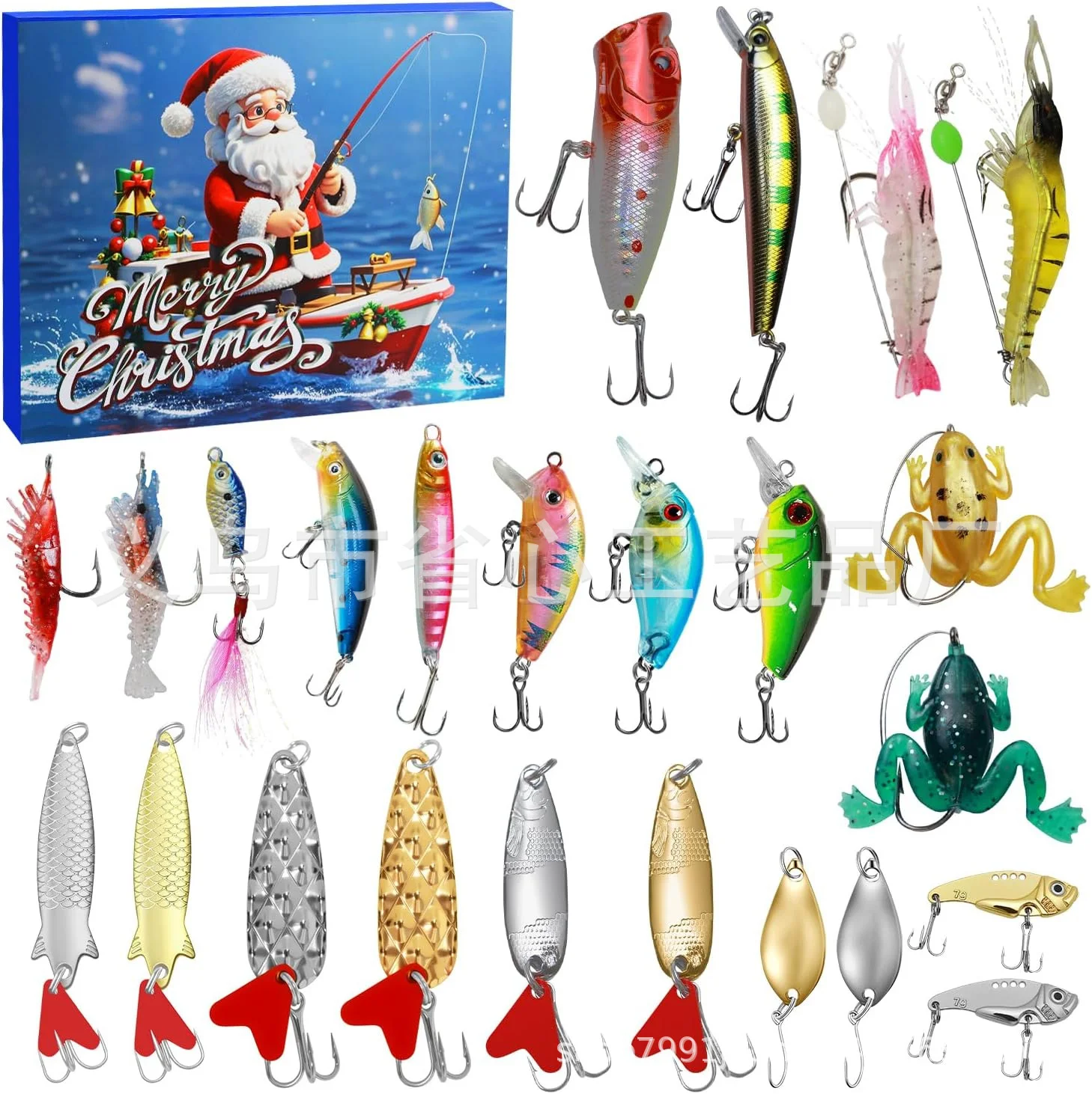 

Рыболовный адвент-календарь, 24-дневный набор приманок и снастей, приманки для рыбалок и детей, рождественский подарок обратного отсчета для мужчин и пар