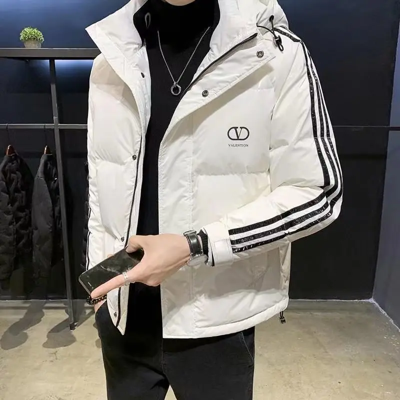 Down Jacket Men's Winter 2022 New Hooded Short Trend Young and Middle-aged Thick White Duck Down Men's Warm Coat