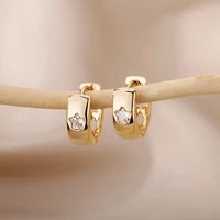 zircon star hoop earrings for women stainless steel gold color round huggie earrings 2022 trend jewelry pendientes mujer