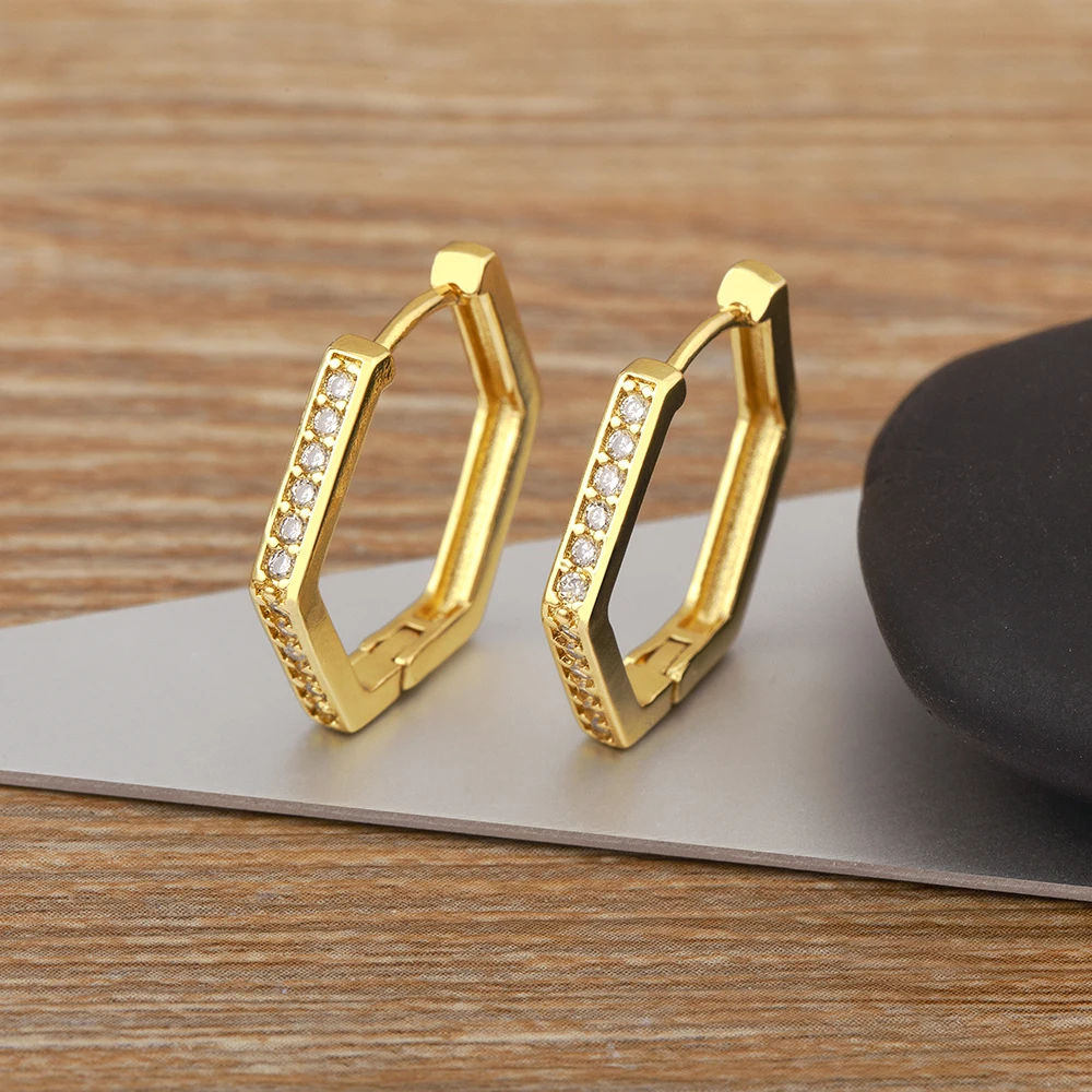 Новые модные серьги-подвески в форме шестиугольника с блестящими кристаллами и