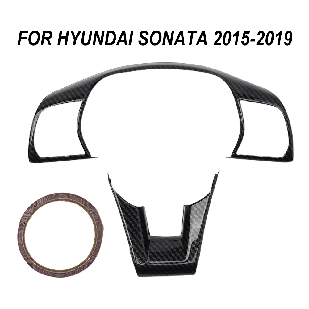 Фото Персонализируйте свой Hyundai Sonata 2015-2019 с помощью стильной накладки на кнопки рулевого колеса из карбона (2 шт.) №1