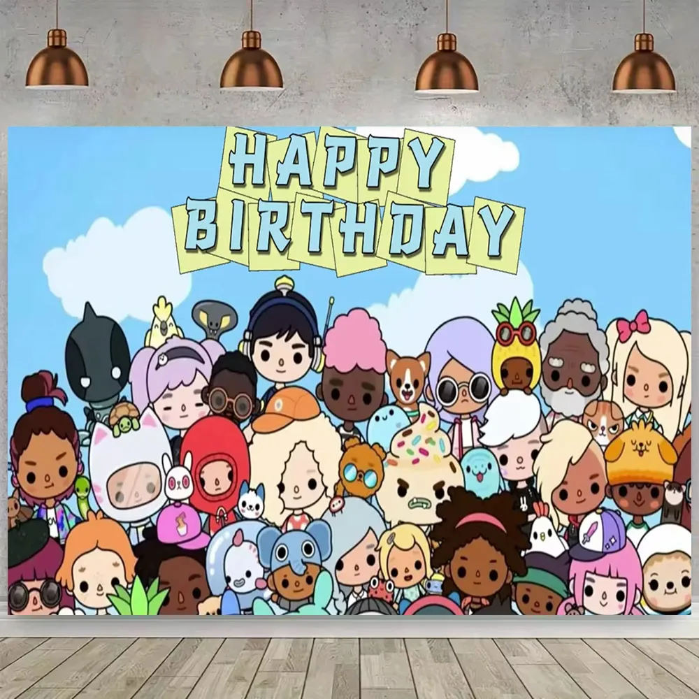 Виниловый фон для фотосъемки детей с изображением мультфильма Toca Life World