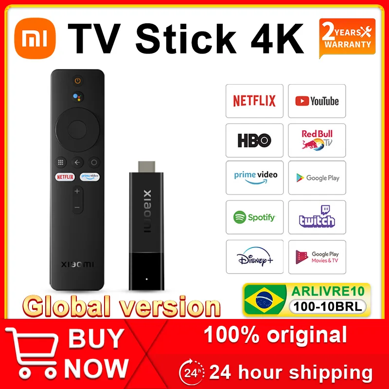 

2022 Global Version Xiaomi Mi TV Stick 4K Android 11 Portable Streaming Media Multi Language BT5.0 TV Dongle Can Watch Netflix
