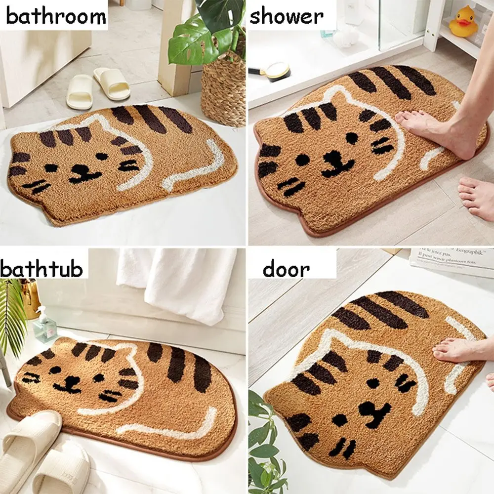 

1 PCS 45x65cm Thicken Bathroom Mat Creative Cat Shape Household Doormat Non-slip Quick-drying Floor Mat