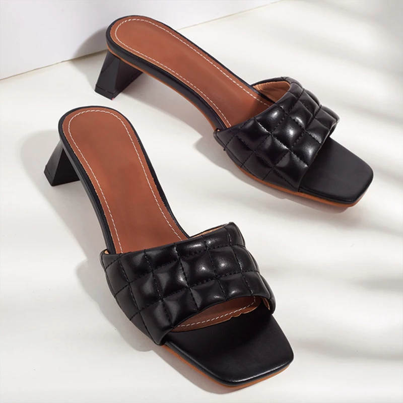 

Women Pumps Individual Lattice Weave Slippers Gladiator Summer Outdoor New Ladies Shoes Square Head Casual Women's Sandals