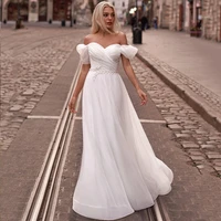 tixlear tulle sweetheart beads back a line wedding dress off shoulder brides gown for women vestido de noiva bridal gown 2022
