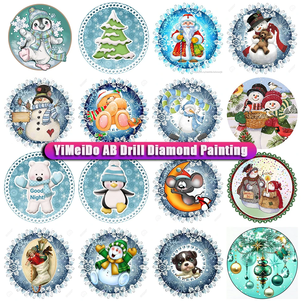 

Сумка YIMEIDO на молнии, полностью квадратная, круглая, 5D «сделай сам», алмазная живопись AB, мультяшная Рождественская Алмазная вышивка, Набор д...