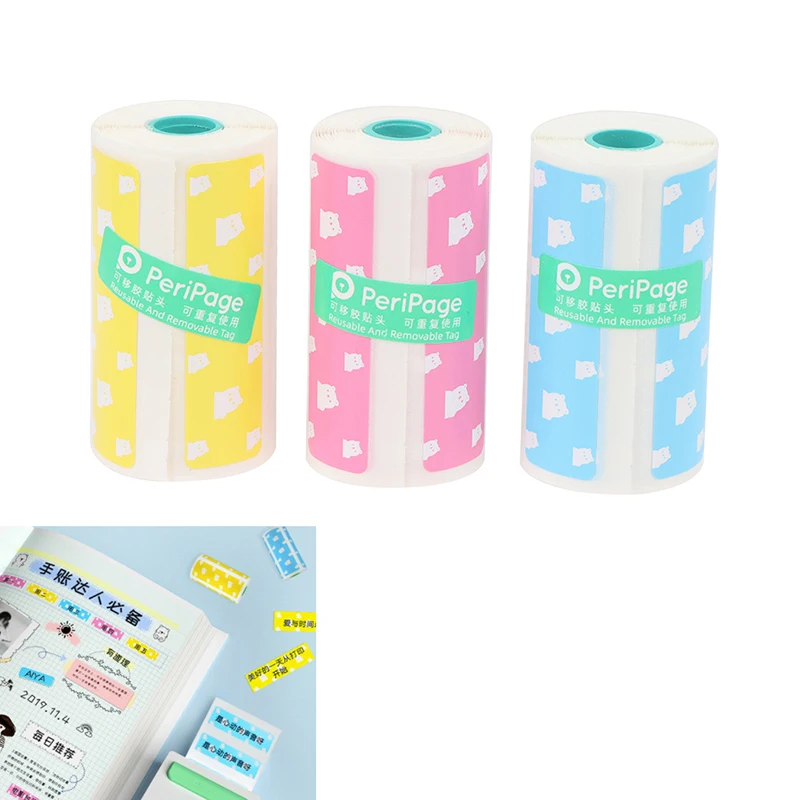 

3pcs Mini Home Printer Label Long-Lasting Thermal Paper Blank Bear Waterproof Oil-proof Scratch-resistant Label Paper