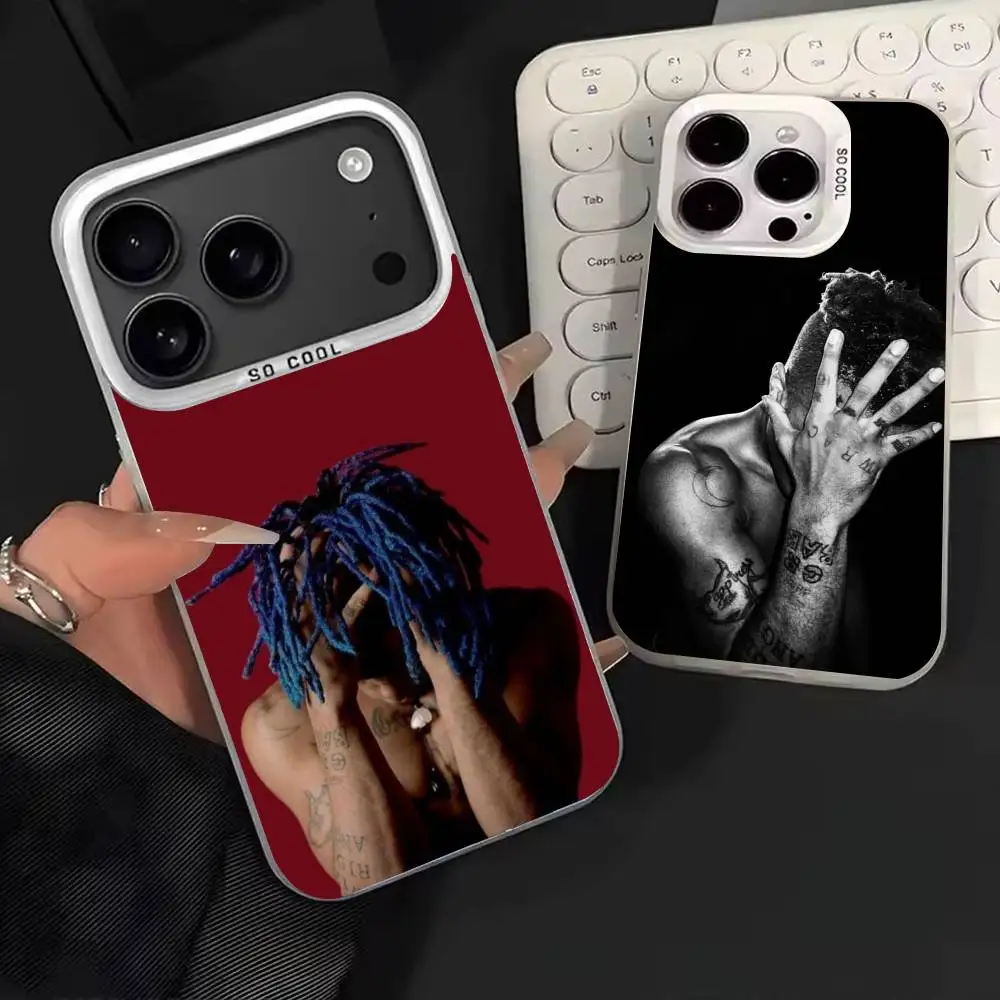 Фото R-Rapper X-XXXTentacionS Крутой чехол для телефона для iPhone 17,16,15,14,13,12,11, Mini,Pro,E,MAX, белый матовый противоударный чехол №1