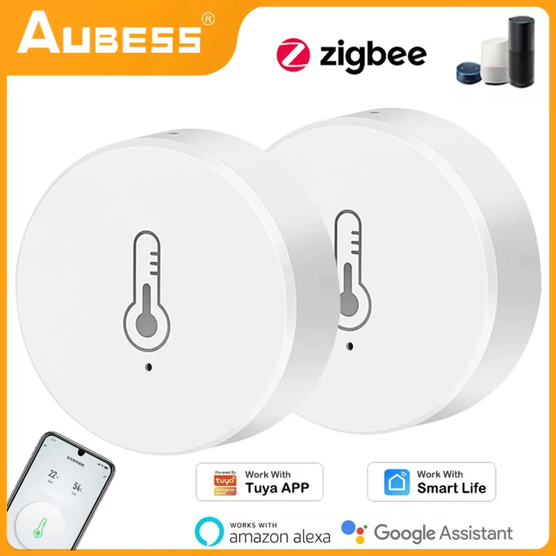

Умный датчик температуры и влажности Aubess Tuya ZigBee, работает от аккумулятора с приложением Tuya Smart Life, Очками И ассистентом Алекса