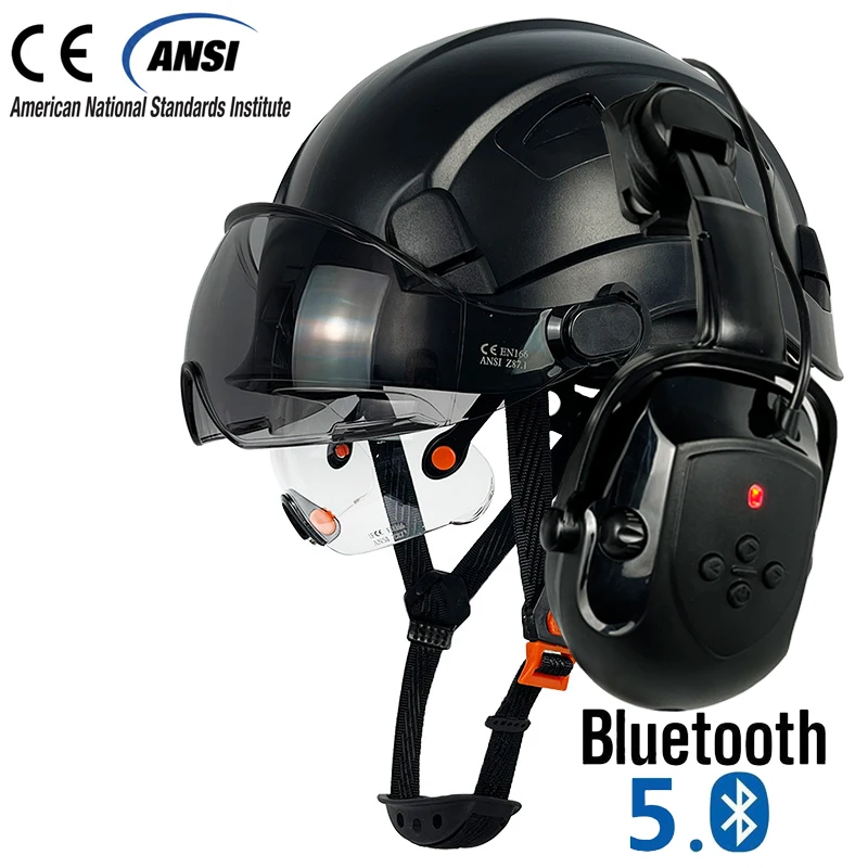 Строительный защитный шлем с Bluetooth 5.0 шумоподавляющие наушники для инженера ABS
