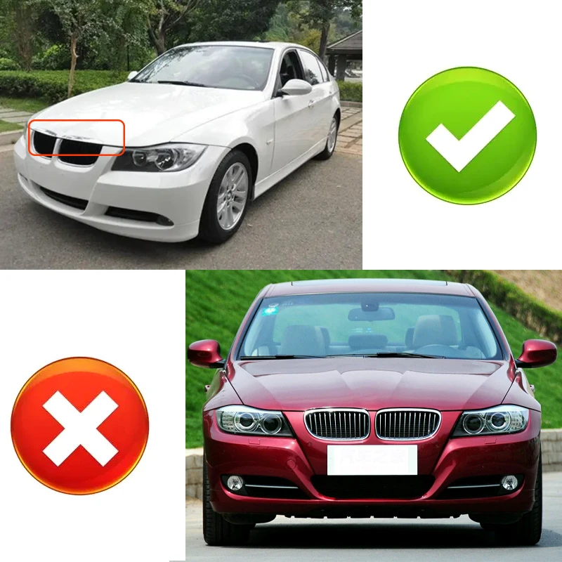 Pulleco For BMW E90 E91 M Grill Car Front Grille Kidney Double Slat Gloss Black 3 Series 323I 328I 335I 330I 325I 2005-2008 ABS images - 6